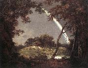WRIGHT, Joseph Landscape with Rainbow wer oil painting